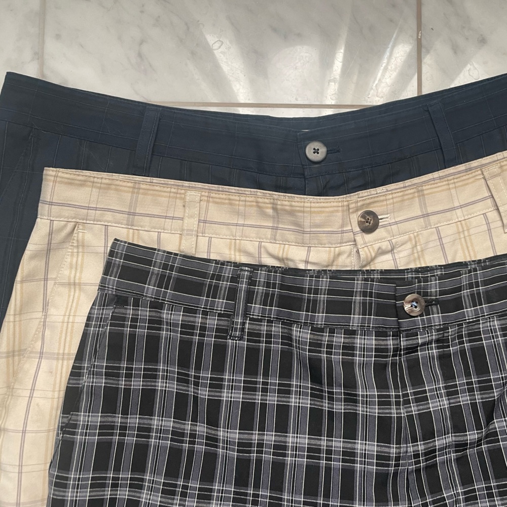 LOT of 3 Adidas Golf Shorts Plaid 36” waist